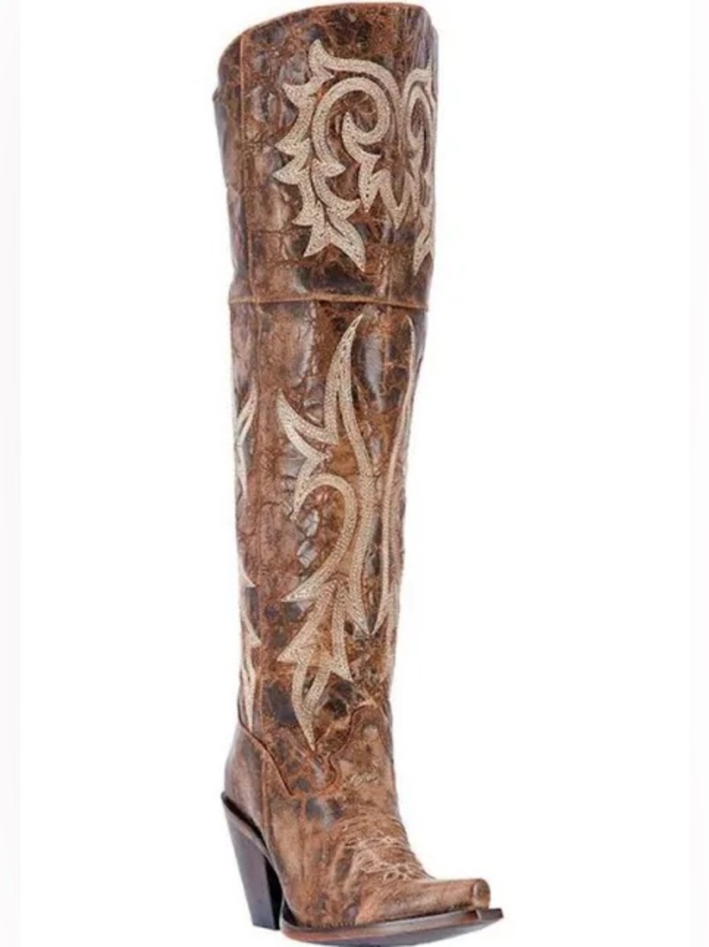 Dan Post Brown Leather Embroidered Western Heeled Boots